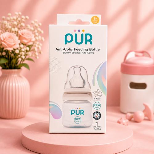 PUR Anti-Colic Feeding Bottle (60ml / 2oz) – S+ Slow Flow