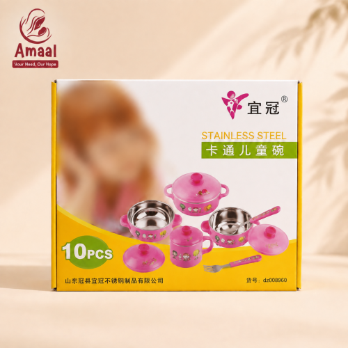 Stainless Steel Baby Feeding Bowl Set (10 Pcs)