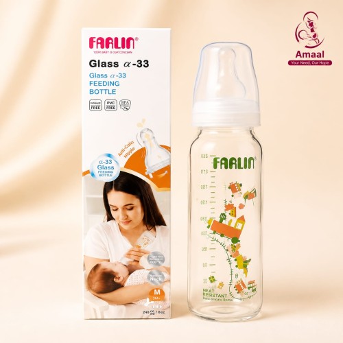 Farlin Crystal Clear Borosilicate Glass Feeding Bottle