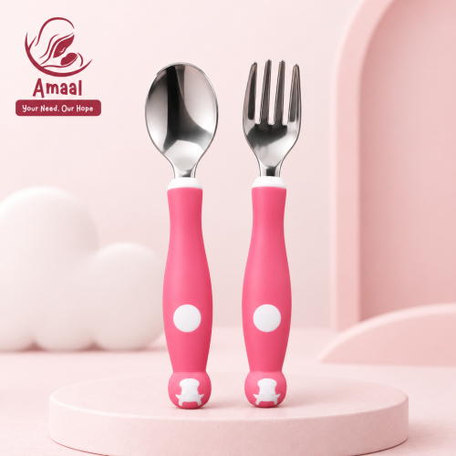 Baby Spoon &amp;amp; Fork Set – Pink
