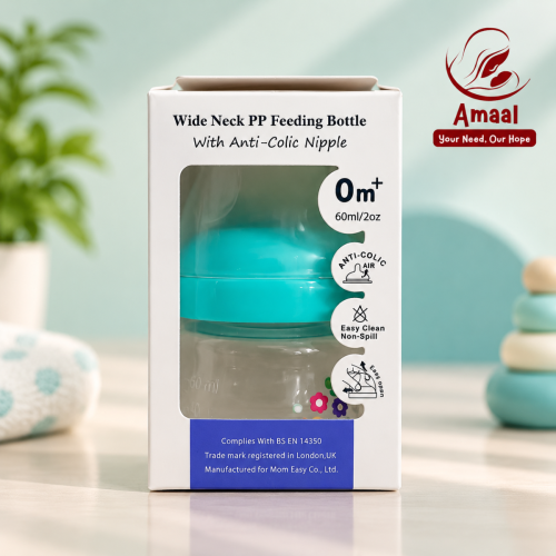 Momeasy Wide Neck PP Feeding Bottle with Anti-Colic Nipple – 60 ml