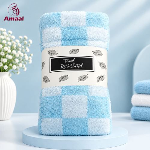 Amaal Baby CloudSoft Checkered Towel – Ultra Soft Absorbent Bath Towel for Babies