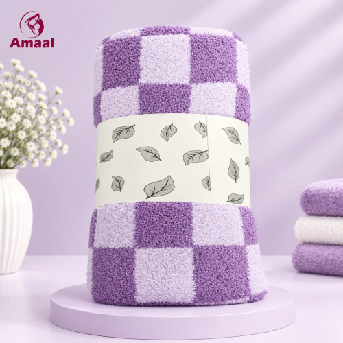 Amaal Baby CloudSoft Checkered Towel – Ultra Soft Absorbent Bath Towel for Babies