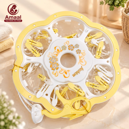 BabyCare Foldable 32 Clip Clothes Drying Rack with Rotating Design