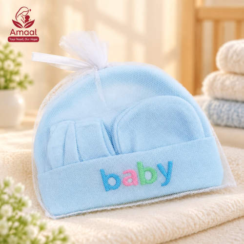 Amaal BabySoft Newborn Cap &amp; Mittens Set – Gentle Baby Essentials