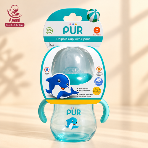 PUR Dolphin Cup with Spout – Baby Training Cup with Easy Grip Handles
