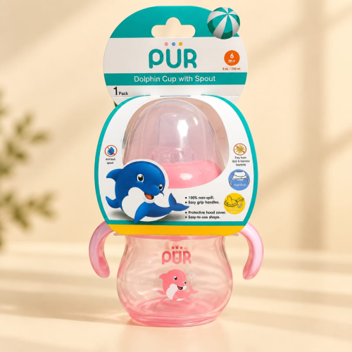 PUR Dolphin Cup with Spout – Baby Training Cup with Easy Grip Handles