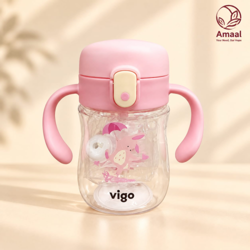 Vigo Baby Straw Sippy Cup with Easy Grip Handles – Leak Resistant Training Cup