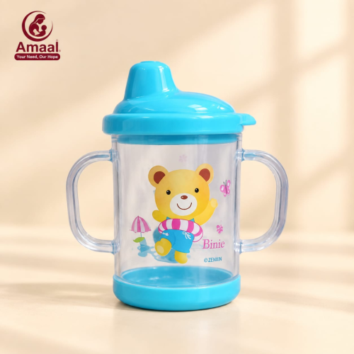 Binie Baby Straw Sippy Cup with Easy Grip Handles – Leak Resistant Training Cup