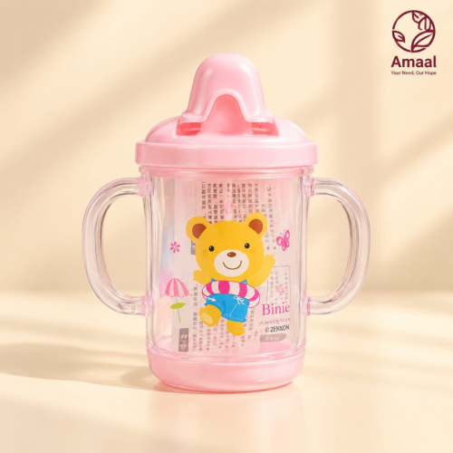 Binie Baby Straw Sippy Cup with Easy Grip Handles – Leak Resistant Training Cup
