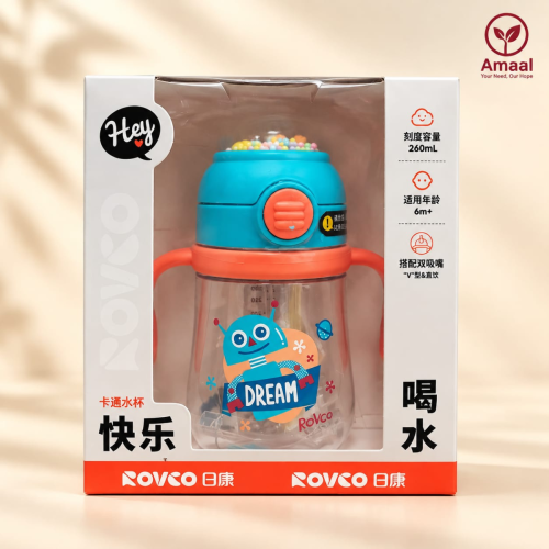 Rovco Smart Baby Training Cup with Dual Drinking System &amp; Easy Grip Handles – 260ml