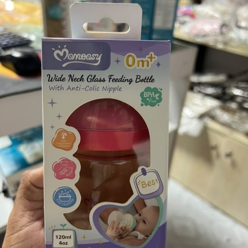 Momeasy Wide Neck Glass Feeding Bottle Nipple – 120 ml