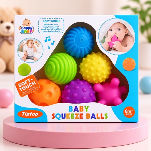 Tiptop Baby Squeeze Balls – Soft Touch Sensory Ball Set 6M+