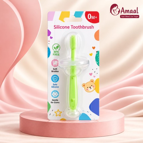 Baby Silicone Toothbrush with Storage Case – Soft Oral Care Brush 0M+
