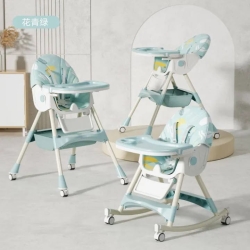 Premium 3-in-1 Convertible Baby High Chair with Lockable Wheels, Reclinable Seat &amp; Storage Basket