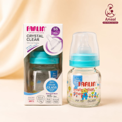 Farlin Crystal Clear Borosilicate Glass Feeding Bottle – 60ml / 2oz, SS 0M+