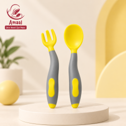 Baby Spoon &amp;amp; Fork Set – Yellow