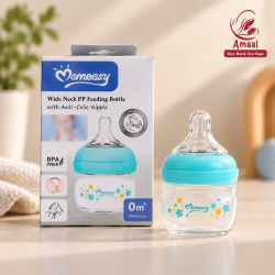 Momeasy Wide Neck PP Feeding Bottle – Anti-Colic Nipple Baby Bottle (60ml)