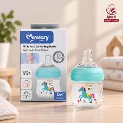 Momeasy Wide Neck PP Feeding Bottle – Anti-Colic Nipple Baby Bottle (120ml)