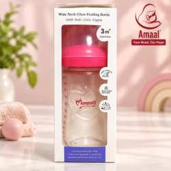Momeasy Wide Neck Glass Feeding Bottle Nipple – 240 ml
