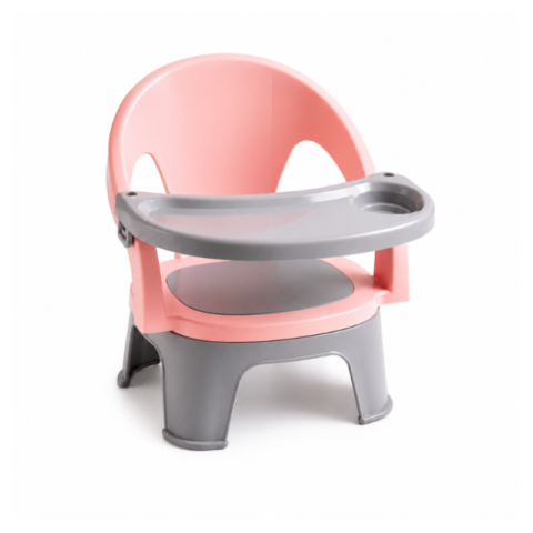 Baby Booster Seat with Tray – Pink & Grey